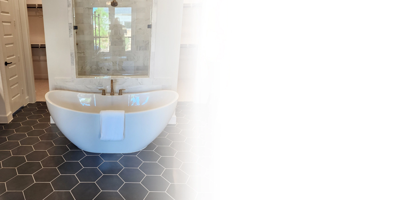 bathtub installed in a renovated bathroom